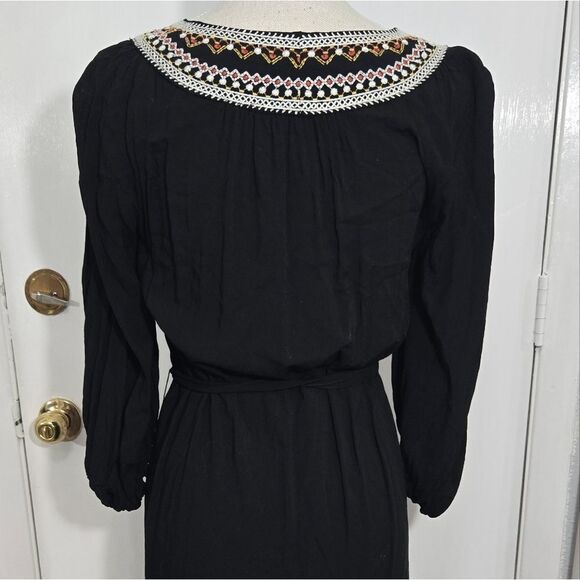 Max studio black embroidered midi belted dress sz small - Picture 6 of 14